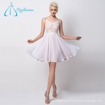 A-Line Scoop Lace Covered Button Mini Prom Dress Patterns